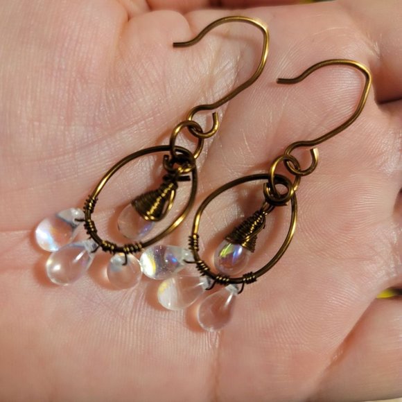 Handmade Tear Drop Copper Earrings - Picture 1 of 3